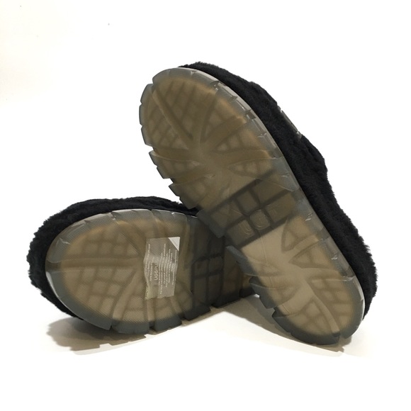 UGG FLUFFITA CLEAR FLUFF SLIDE PLATFORM SANDALS -BLACK -WOMEN’S US 10 -NEW - Picture 7 of 8